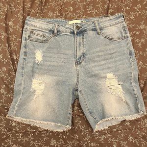 !it jeans Women's "Jackie" Denim Shorts Jorts Distressed Light Wash Size 10